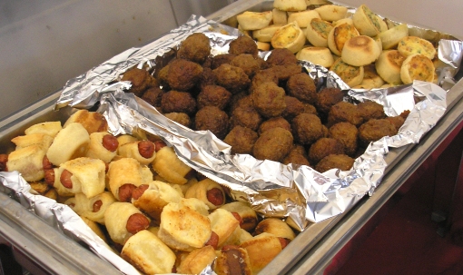 Teriyaki Meatballs, Mini Quiche and Puff Pastry Hot Dogs