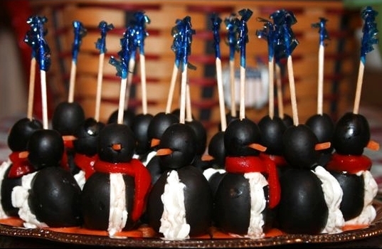 cream cheese olive penguins cookie exchange